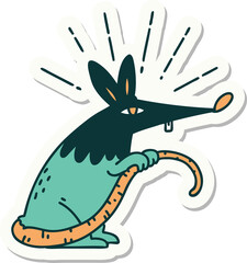 sticker of a tattoo style sneaky rat