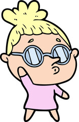 cartoon woman wearing glasses