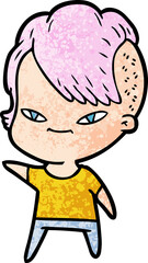 cute cartoon girl with hipster haircut