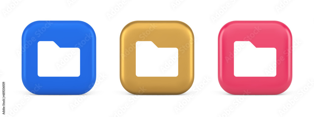 Poster file folder archive directory button cyberspace digital document storage organizing 3d icon