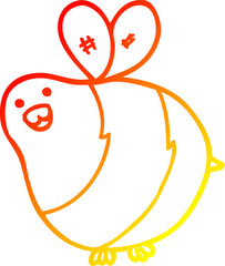 warm gradient line drawing of a cartoon bee
