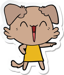 sticker of a happy little dog cartoon