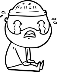 cartoon bearded man crying