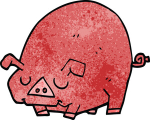 cartoon doodle fat pig