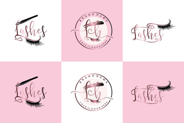 collection of Eyelash logo design for lashes beauty salon with unique concept premium vector