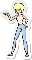 Obraz premium sticker of a cartoon woman pointing