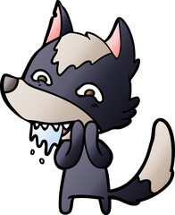 cartoon hungry wolf