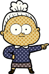 cartoon happy old woman