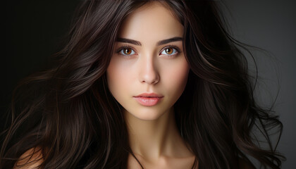 Naklejka premium Close-up photo of Asian woman's face, youthful and beautiful,generative ai