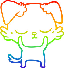 rainbow gradient line drawing of a cute cartoon dog