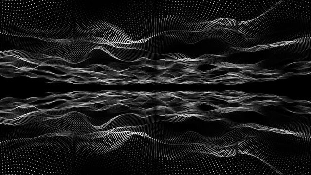 Abstract line dots waves animation background. Lines abstract animation wave pattern 3d 4k seamless loop