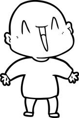 happy cartoon bald man