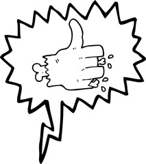 freehand drawn speech bubble cartoon zombie hand