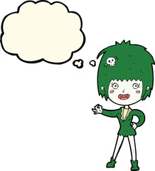 cartoon vampire girl with thought bubble