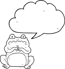 freehand drawn speech bubble cartoon funny frog
