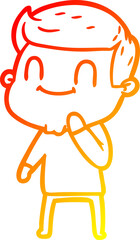 warm gradient line drawing of a cartoon friendly man
