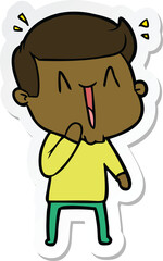 sticker of a cartoon excited man