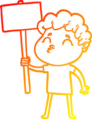 warm gradient line drawing of a cartoon man pouting