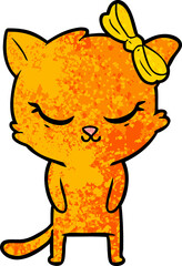 cute cartoon cat with bow