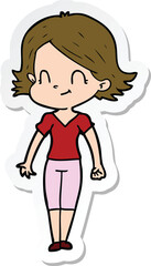 sticker of a cartoon friendly girl