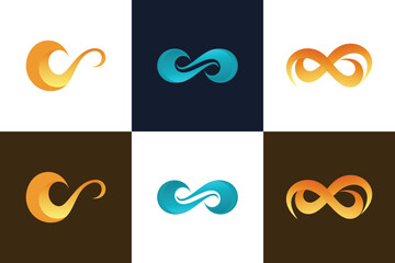 set of infinity logo design with modern concept premium vector