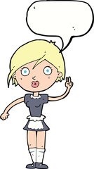 cartoon waitress making hand gesture with speech bubble