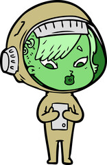 cartoon astronaut woman