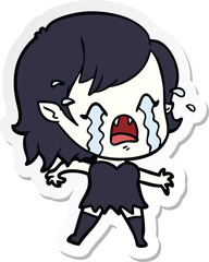 sticker of a cartoon crying vampire girl