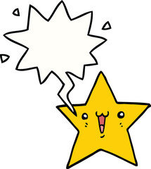 happy cartoon star with speech bubble
