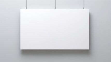 a blank white paper hanging on white wall - obrazy, fototapety, plakaty