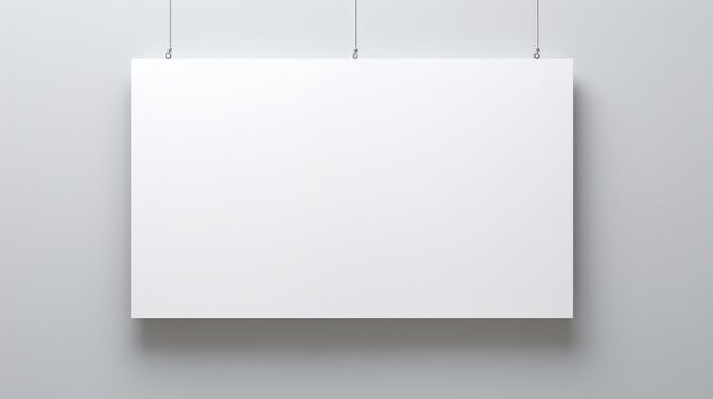 a blank white paper hanging on white wall