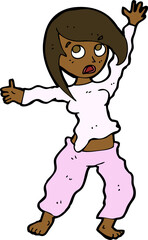 cartoon frightened woman