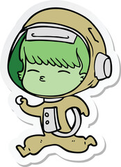 Fototapeta premium sticker of a cartoon curious running astronaut