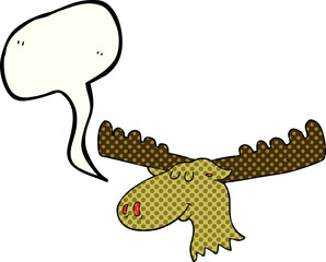 freehand drawn comic book speech bubble cartoon moose