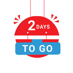 2 days to go countdown hanging banner. Modern design days left icon. Vector template.