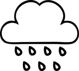 line drawing cartoon of a rain cloud