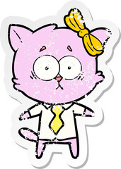 distressed sticker of a cartoon cat