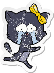 distressed sticker of a cartoon cat