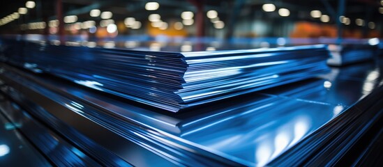 steel sheet stock rolls in company warehouse