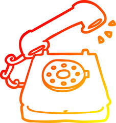 warm gradient line drawing of a cartoon old telephone