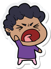 sticker of a cartoon furious man