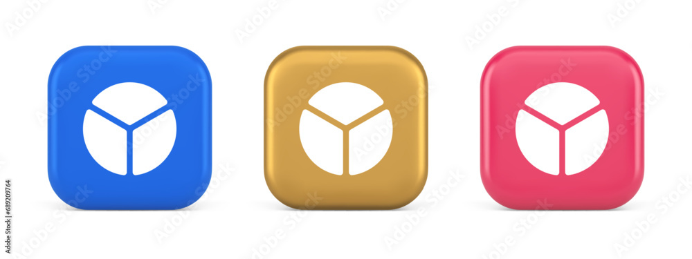 Aufkleber chart pie three section button financial presentation business analyzing web app 3d icon