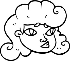 line drawing cartoon blond girls face