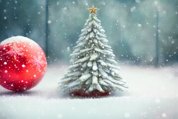 Fototapeta na wymiar Winter Scene, Christmas Tree, New Year