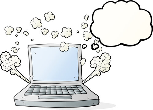 recommend clip art: freehand drawn thought bubble cartoon laptop computer fault