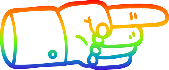 rainbow gradient line drawing of a pointing hand symbol