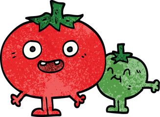 cartoon doodle happy tomatoes