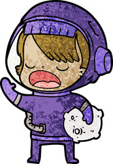 cartoon space girl holding meteor