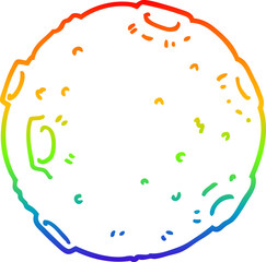 rainbow gradient line drawing of a cartoon moon