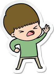 sticker of a cartoon stressed man